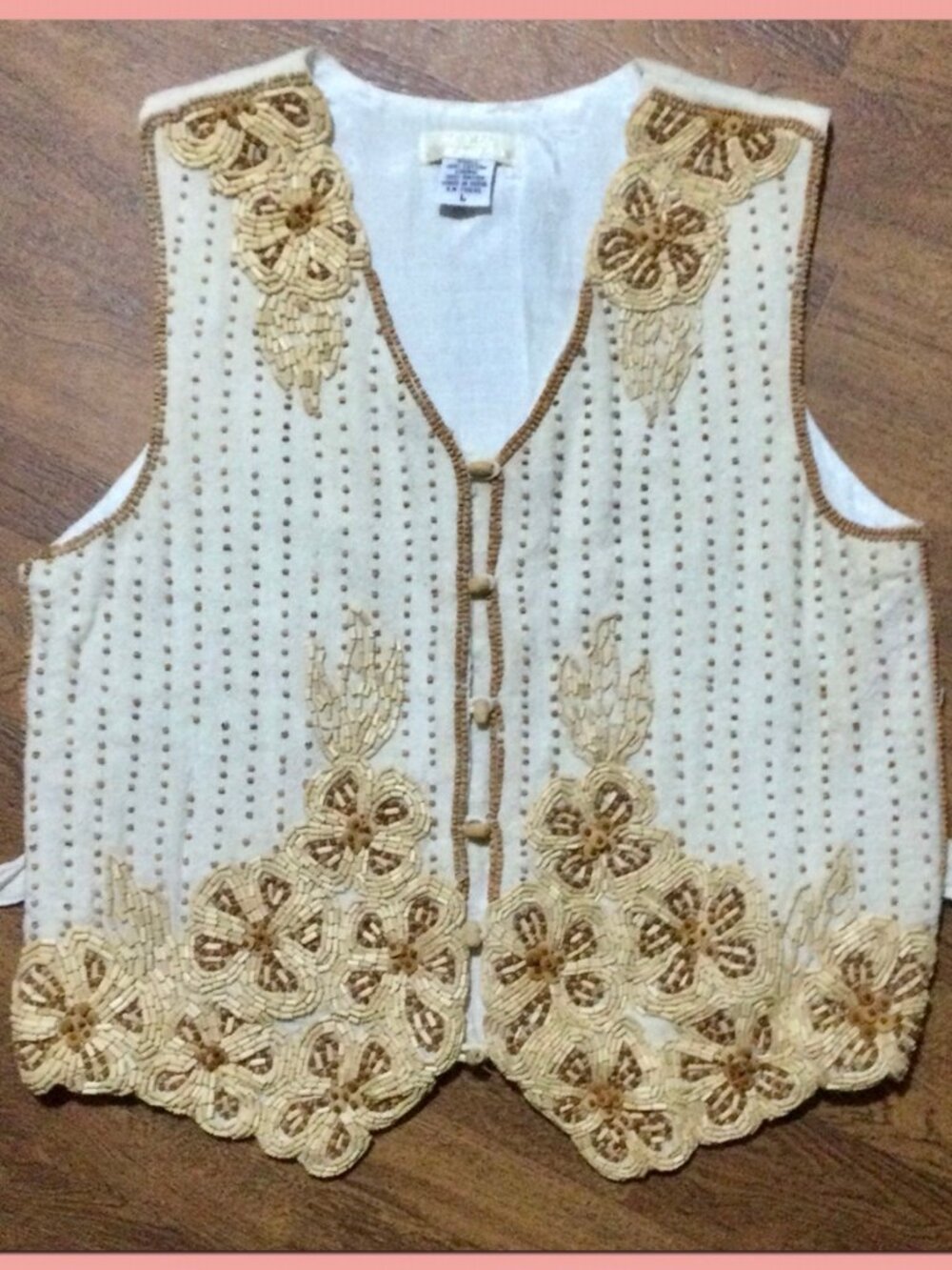VTG Boho Beaded Vest, sz L